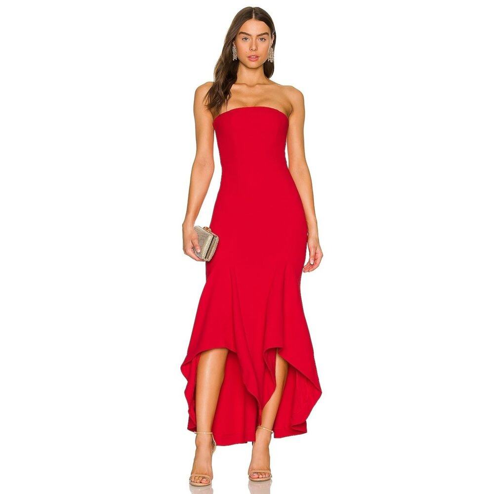 NWT Lovers and Friends Womens Dresses Red Strapless Gown Urgonia Gown Berry Red